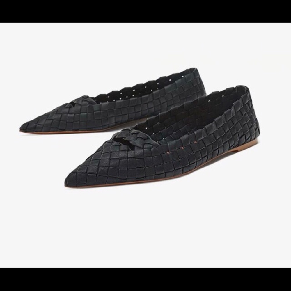Zara braided leather flats